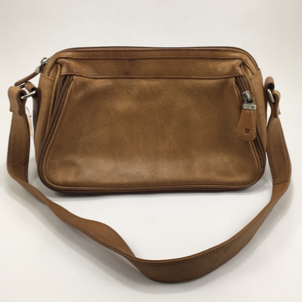 Fossil leather bag w/ unique flip front